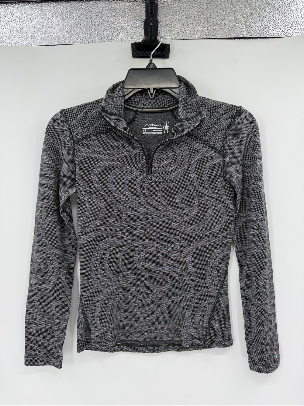 Smartwool Women's Merino Wool 250 Baselayer Pattern Half Zip - Black/Gray - XS